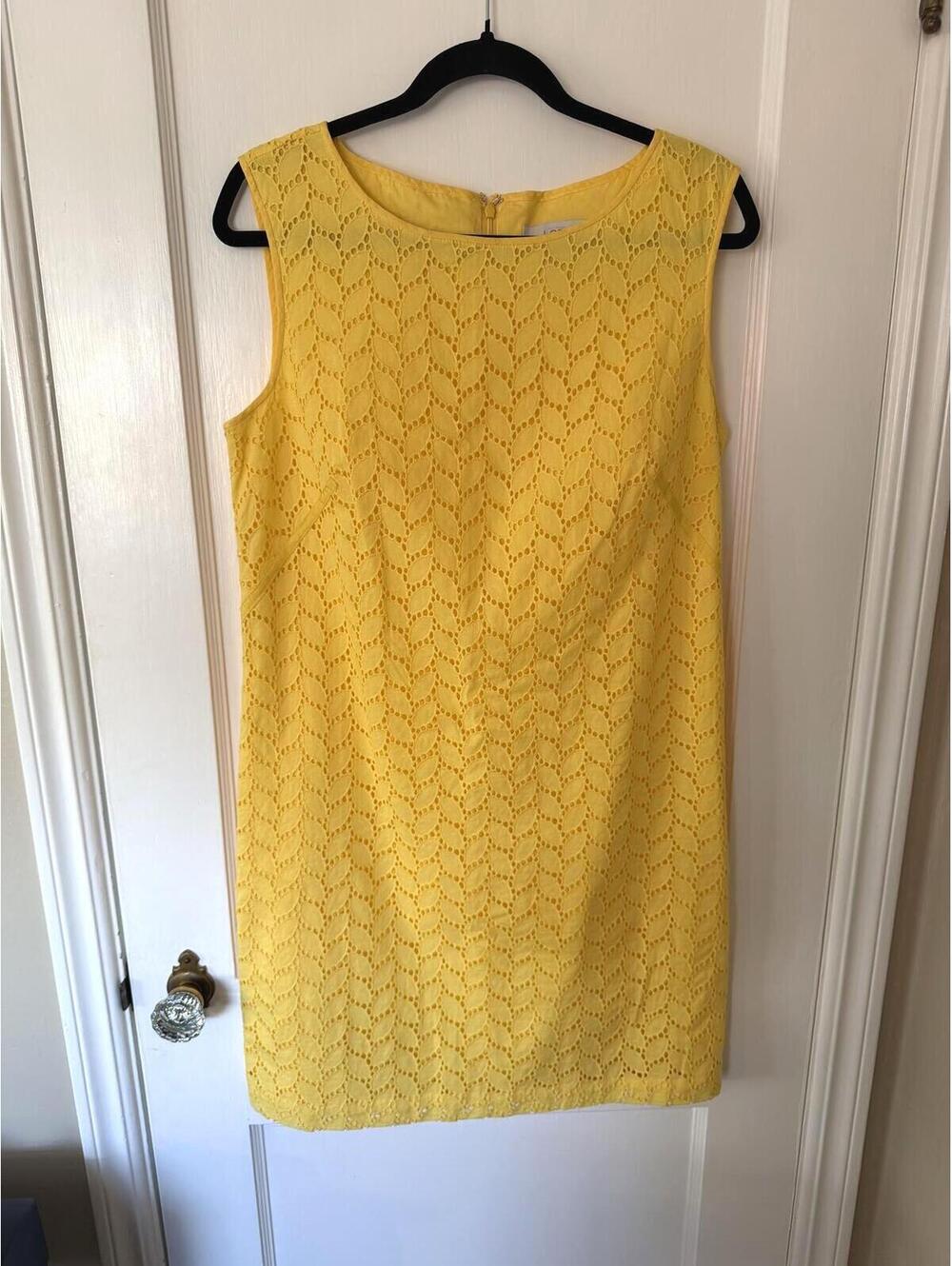LOFT Yellow Eyelet Lace Yellow Cotton Dress [COPY]